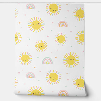 Cute little sunshines, rainbows and hearts wallpaper