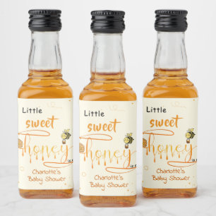 Cute Little Sweet Dripping Honey Baby Shower Liquor Bottle Label