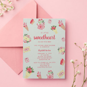 Cute Little Sweetheart on the Way Baby Shower Invitation