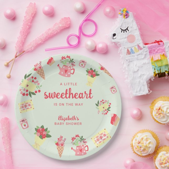 Cute Little Sweetheart on the Way Baby Shower Paper Plate (Party)