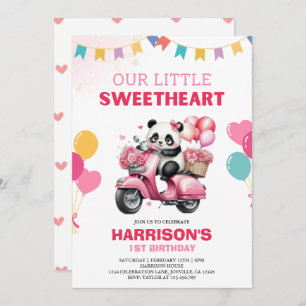 Cute Little Sweetheart Panda Birthday Invitation