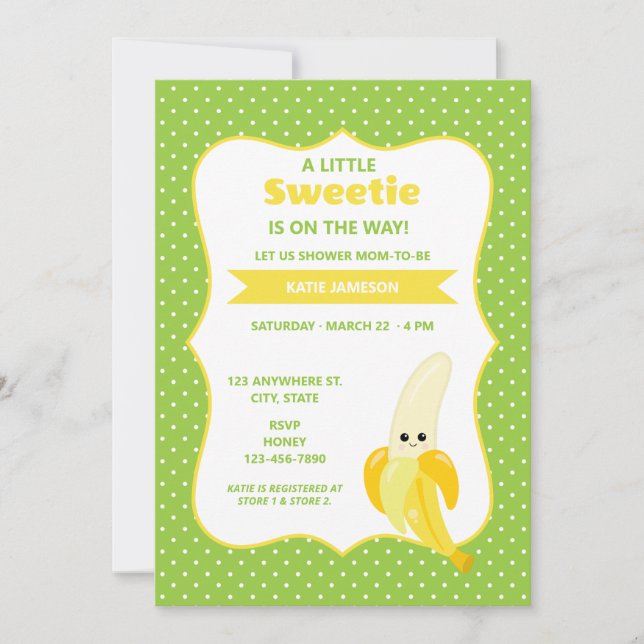 Cute Little Sweetie Banana Baby Shower Invitation (Front)