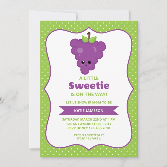 Cute Little Sweetie Grape Baby Shower Invitation (Front)