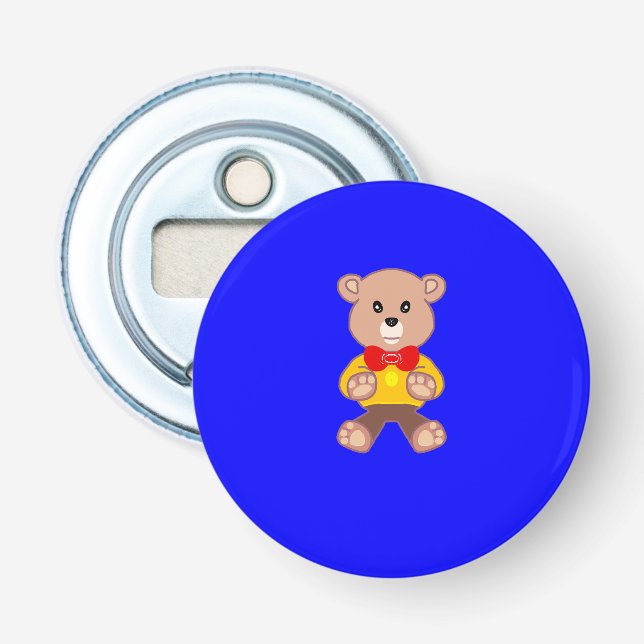 Cute Little Teddy Bear Blue Bottle Opener (Front)