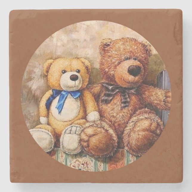 Cute Little Teddy Bears Stone Coaster (Front)