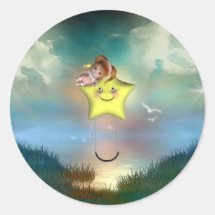 Cute little toon tot baby fairys 1 classic round sticker