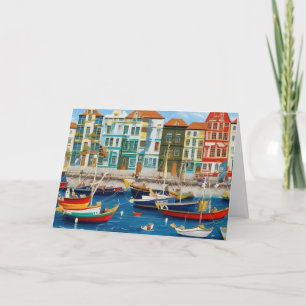 Cute Little Tourist town Modern harbour fantasy Thank You Card