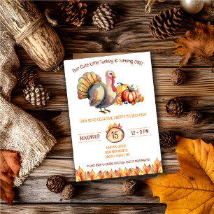Cute Little Turkey, Kids, Children, Birthday Party Invitation