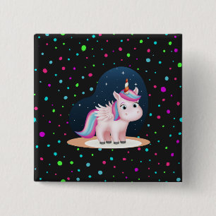 Cute Little Unicorn 15 Cm Square Badge