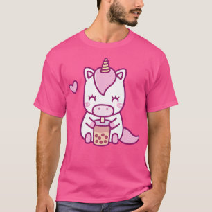 Cute Little Unicorn Loves Drinking Boba Tea T-Shirt