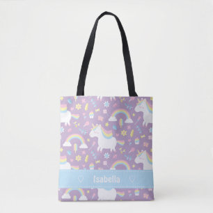 Cute Little Unicorn Rainbow Girls Pattern Tote Bag