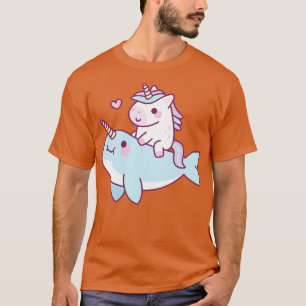 Cute Little Unicorn Riding Narwhal T-Shirt