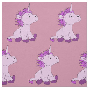 Cute Little Unicorn with Pink Violet mane Fabric