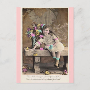 Cute Little Victorian French Girl postcard