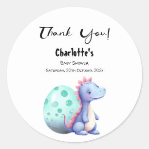 Cute Little Watercolor Dinosaur Baby Shower Classic Round Sticker