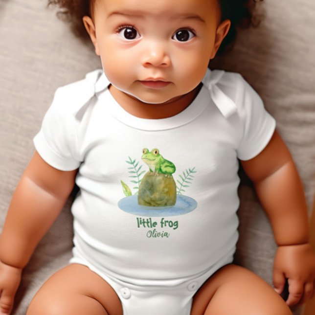 Cute Little Watercolor Frog Personalised  Baby Bodysuit (Creator Uploaded)