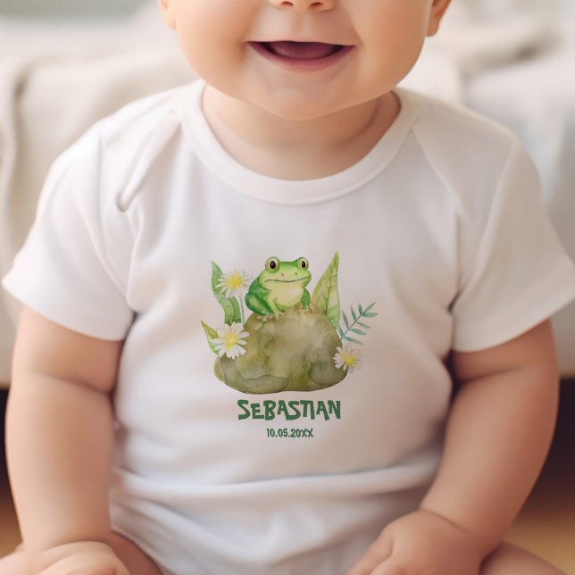 Cute Little Watercolor Frog Personalised  Baby Bodysuit (Creator Uploaded)