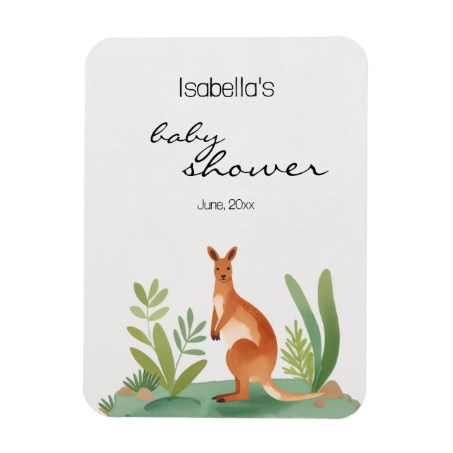 Cute Little Watercolor Kangaroo Baby Shower favour Magnet (Vertical)
