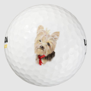 Cute Little Watercolor Yorkie Yorkshire Terrier Golf Balls