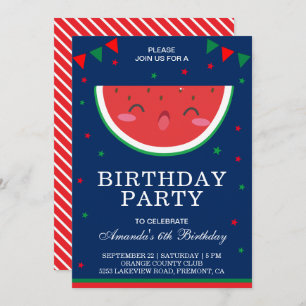 Cute Little Watermelon Birthday Party Invitation