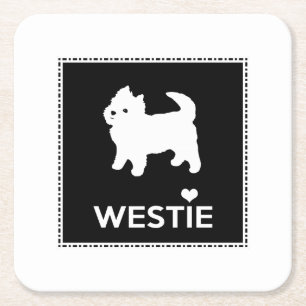 Cute Little Westie - West Highland Terrier Square Paper Coaster