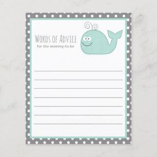 Cute Little Whale Advice Baby Shower Game / Aqua