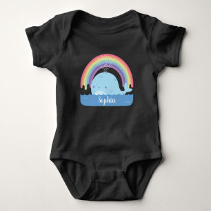 Cute Little Whale and Rainbow Personalised Baby Bodysuit