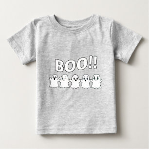 cute little white ghosts and BOO! halloween grey Baby T-Shirt