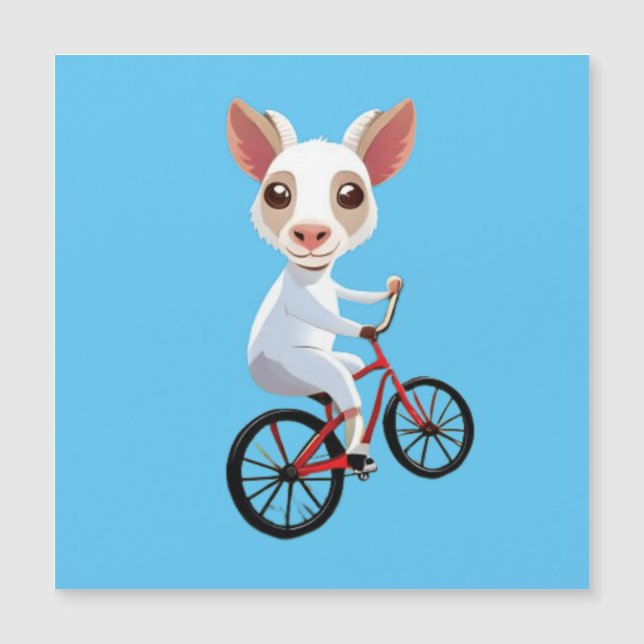 Cute little white goat on a bicycle (Front)
