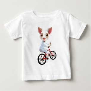 Cute little white goat on a bicycle baby T-Shirt