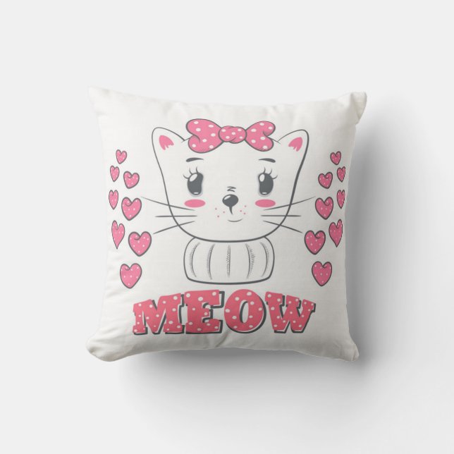 Cute Little White Kitty Cushion (Front)