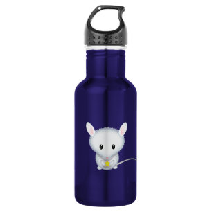 Cute Little White Mouse with Star 532 Ml Water Bottle