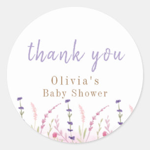 Cute Little Wildflower Garden Baby Shower Classic Round Sticker