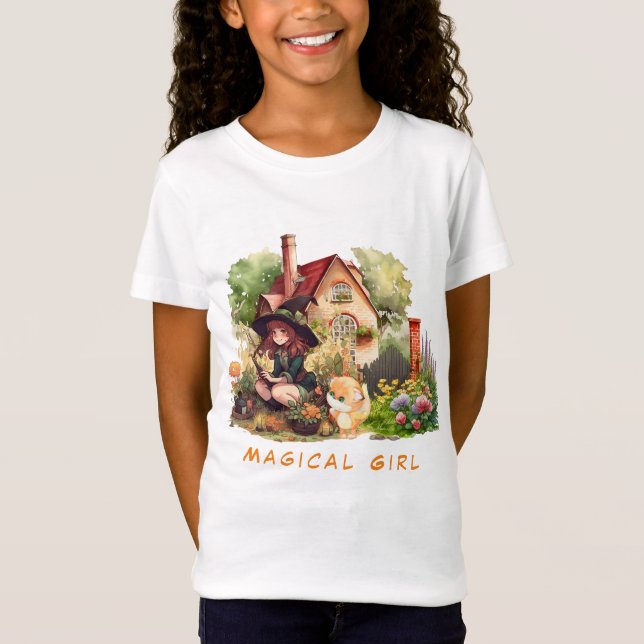 Cute Little Witch And Fox | Magical Girl  T-Shirt (Front)