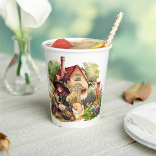 Cute Little Witch And Fox Paper cup