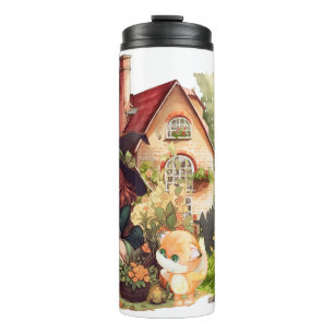 Cute Little Witch And Fox Thermal Tumbler