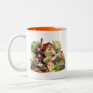  Cute Little Witch And Fox   Two-Tone Mug