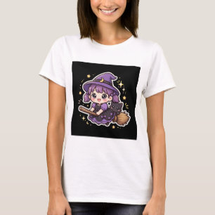Cute Little Witch Broomstick Halloween T-Shirt