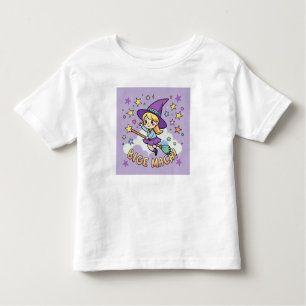 Cute Little Witch Flying on Broom Halloween Vector Toddler T-Shirt