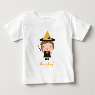 Cute Little Witch Girl, Bewitching Halloween Baby T-Shirt