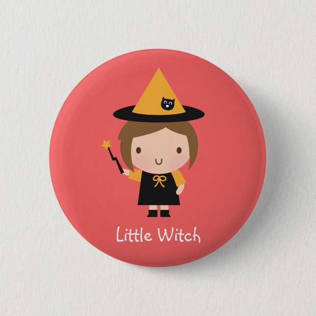 Cute Little Witch Girl Non Spooky Halloween Name 6 Cm Round Badge (Front)