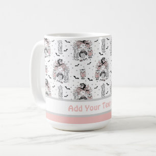 Cute Little Witch Girls With Bats Cats and Owls Coffee Mug