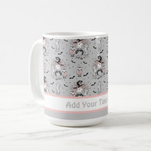 Cute Little Witch Girls With Bats Cats and Owls Coffee Mug