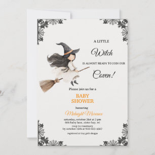 cute Little Witch Halloween Baby Shower Invitation