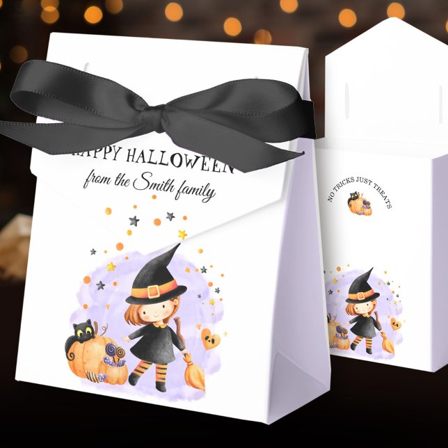 Cute Little Witch Halloween Favour Box Purple (Cute Little Witch Halloween Favor Box Purple)