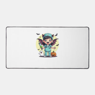 Cute little witch nurse Halloween Premium T-Shirt Desk Mat