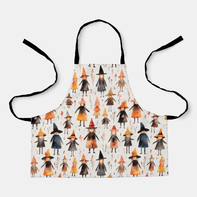 Cute Little Witch Seamless Pattern. Halloween Apron (Front)