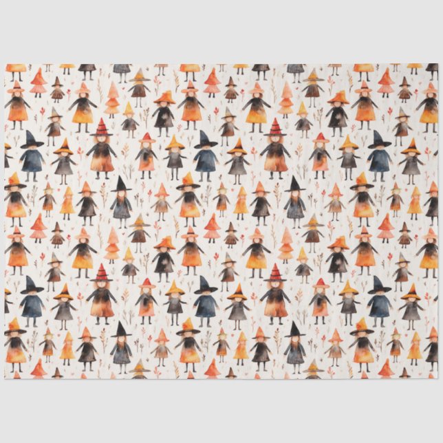 Cute Little Witch Seamless Pattern. Halloween Tissue Paper (Front)