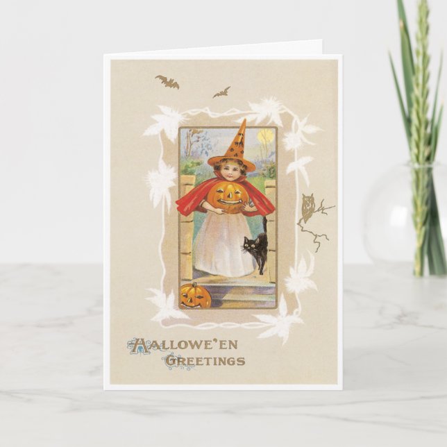 Cute Little Witch Vintage Card (Front)