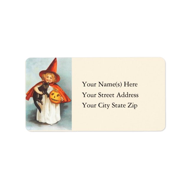 Cute Little Witch With Black Cat Address Label (Front)